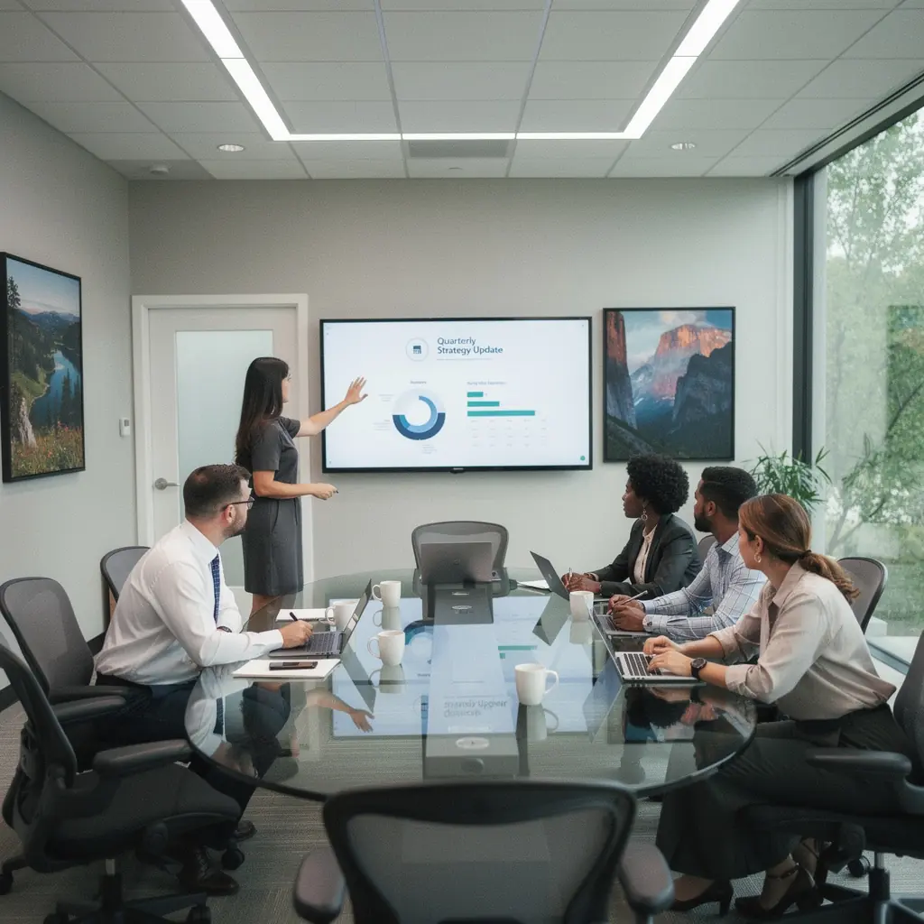 Miejsce do relaksu z wygodnymi sofami, roślinami doniczkowymi i przyjazną atmosferą.